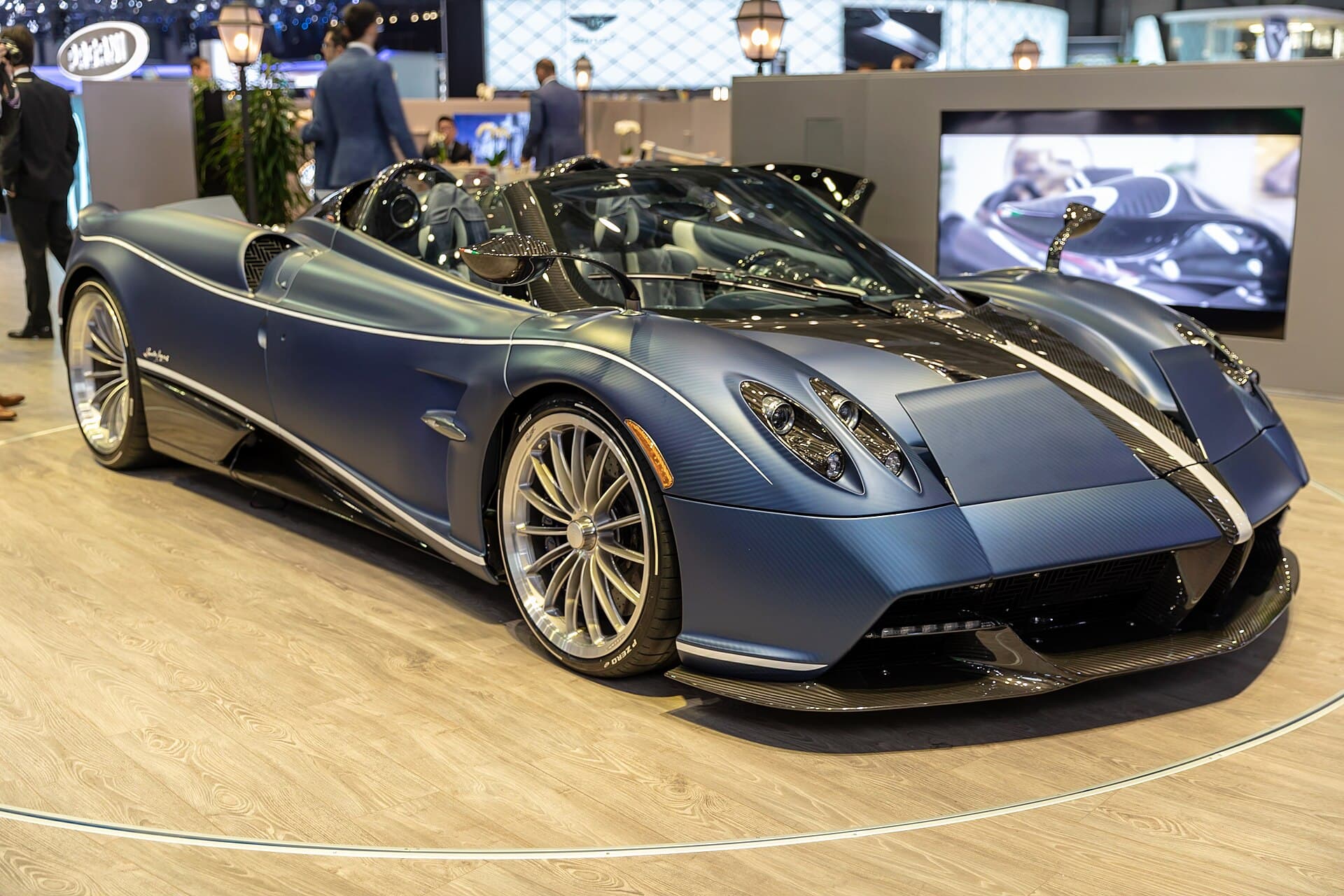 A Pagani hypercar on display, representing the Meridian atelier floor